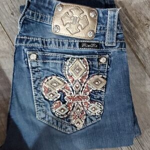 Miss Me Women's Blue Jeans with Gold and Silver Accents